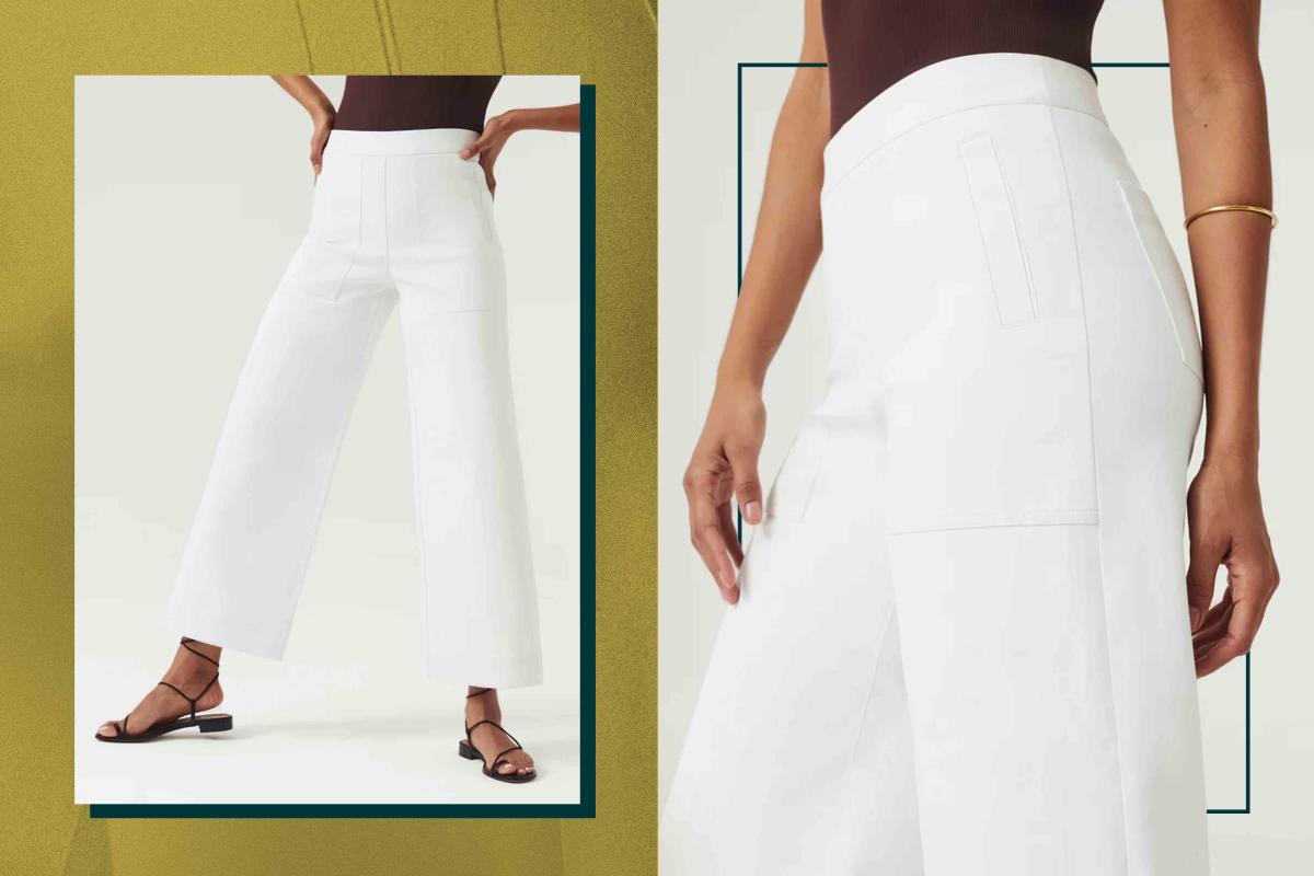 The white color in these amazing pants from @spanx has restocked! Here are  10 ways to style them! . . Fit Tip: Use code CANDACEPXSPANX to