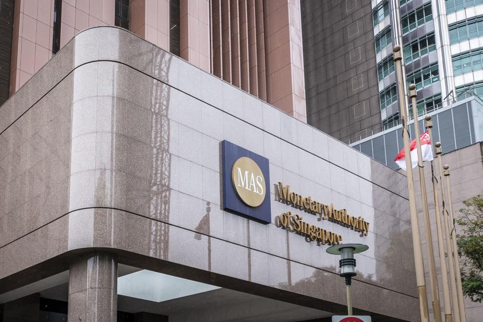 Signage of the Monetary Authority of Singapore at its building, in Singapore, on Tuesday, Jan. 31, 2023. (Edwin Koo/Bloomberg)