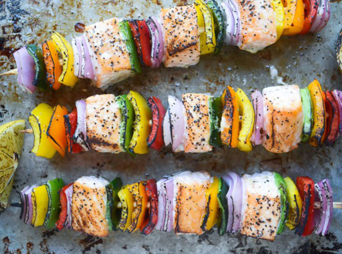 Rainbow Salmon Skewers