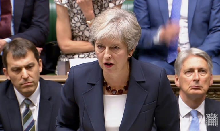 Britain's Prime Minister Theresa May made a statement in the House of Commons in London on the police investigation into the March 4 nerve agent attack