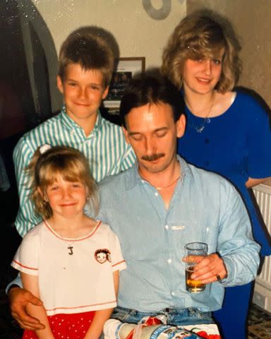 <p>David Beckham Instagram</p> David, Lynne, and Joanne Beckham with their father, Bill.