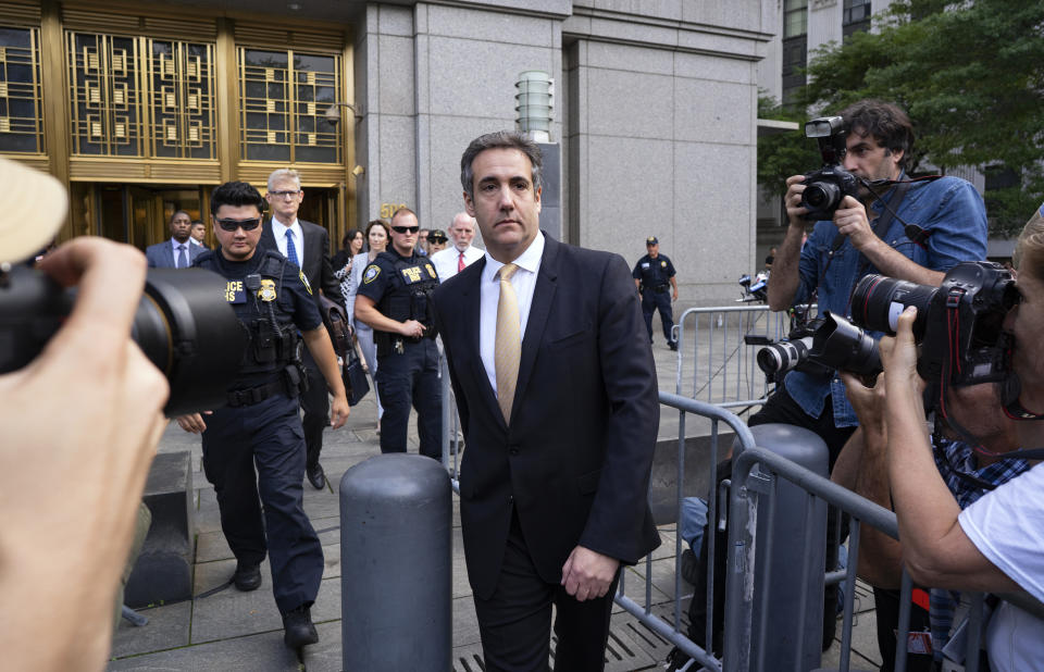 Michael Cohen, former personal lawyer to President Trump, leaves federal court in New York after reaching a plea agreement on Aug. 21, 2018. (Photo: Craig Ruttle/AP)