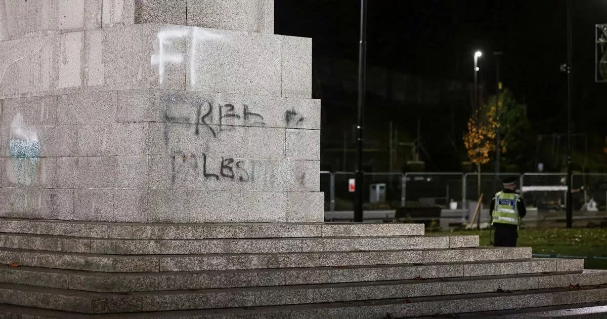 Vandals also stripped poppies from the war memorial. (Reach)