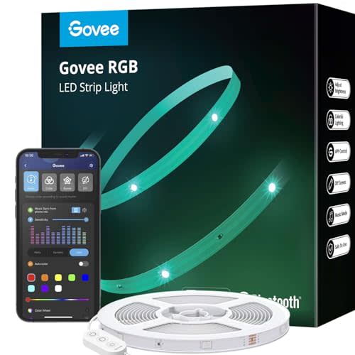 Govee 50ft LED Strip Lights, Bluetooth RGB Easter LED Lights with App Control, 64 Scenes and Mu…