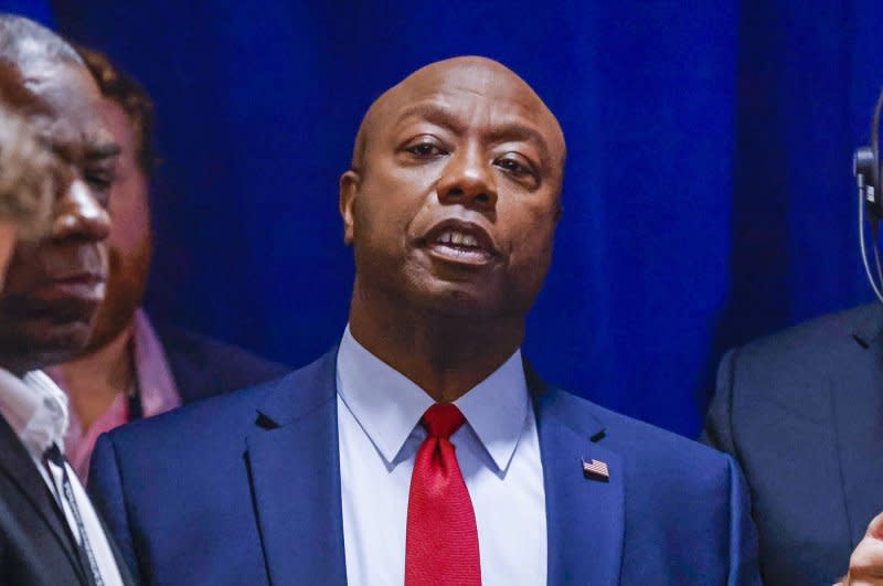 Sen. Tim Scott, R-S.C., said during a campaign stop in South Carolina last week that the United States has given Israel adequate resources to defend itself. File Photo by Tannen Maury/UPI