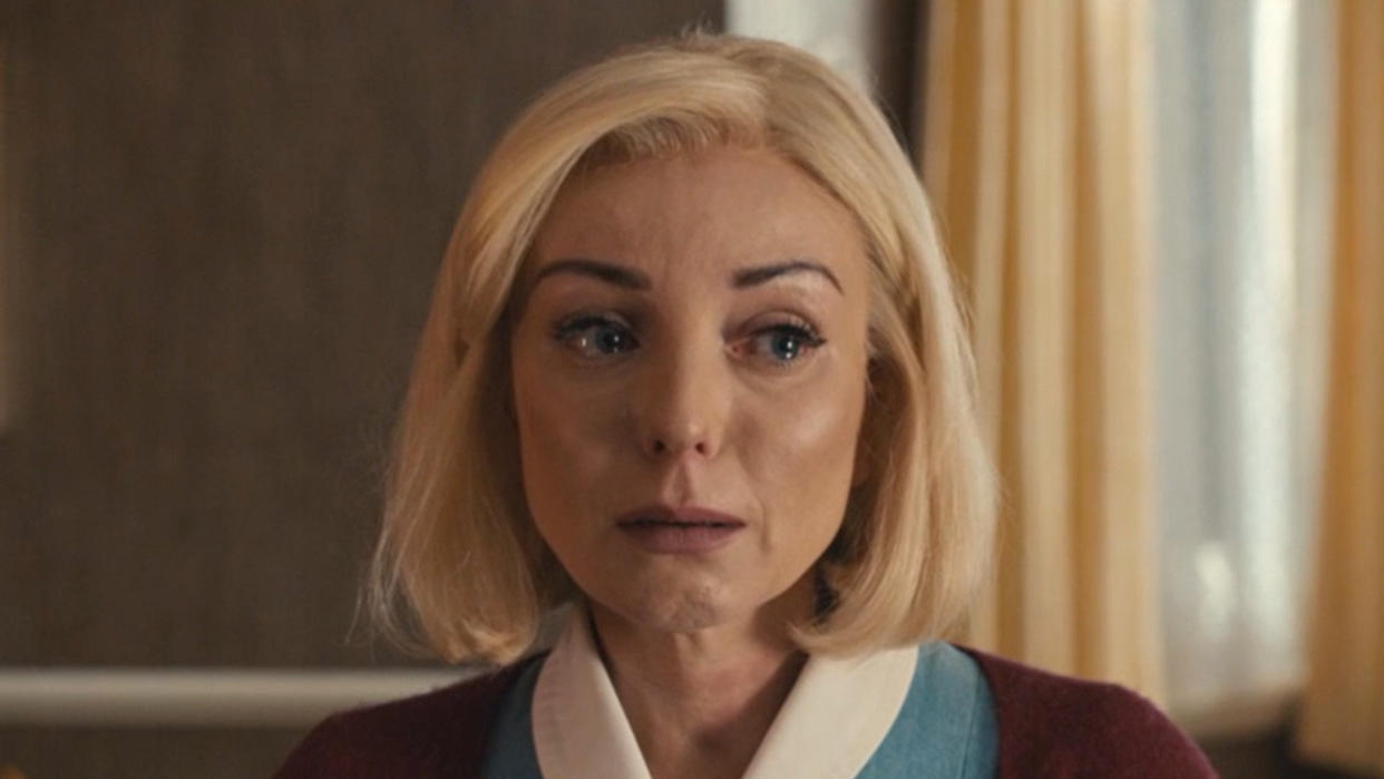 Helen George's Trixie was left sobbing as Matthew left for New York on this week's Call the Midwife. (BBC)