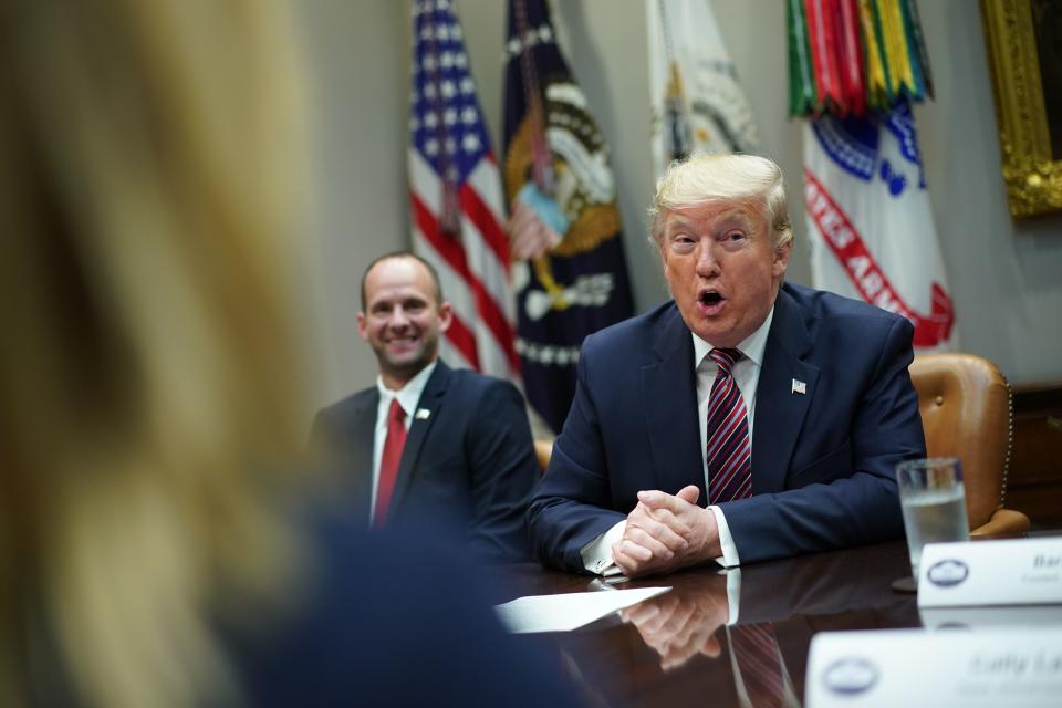 US President Donald Trump takes part in a round table discussion on business and red tape reduction in the Roosevelt Room of the White House in Washington, DC on December 6, 2019. (Photo by MANDEL NGAN / AFP) (Photo by MANDEL NGAN/AFP via Getty Images)