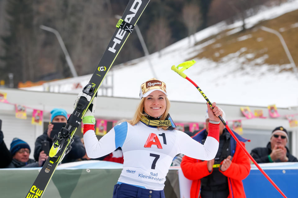 <p>Lara Gut of Switzerland takes 2nd place during the Audi FIS Alpine Ski World Cup Women’s Super G on January 13, 2018 in Bad Kleinkirchheim, Austria. (Photo by Christophe Pallot/Agence Zoom/Getty Images) </p>