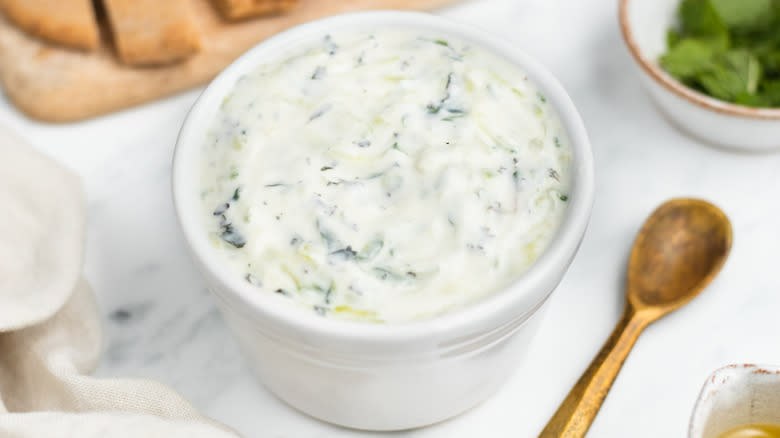 tzatziki sauce in bowl