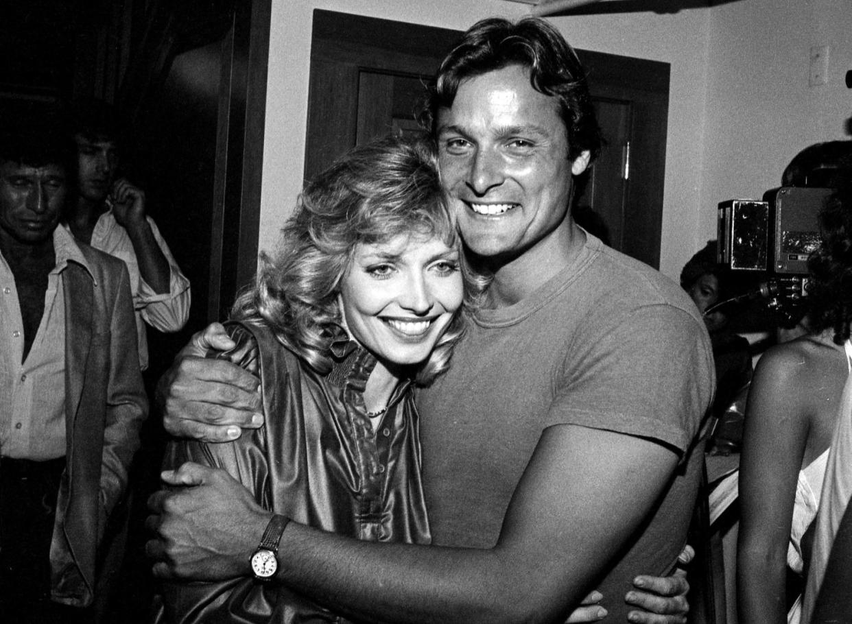 Cindy Morgan and Doug Barr at the Summer Lovers screening after party in Universal City, Calif. on July 12, 1982.  (Ralph Dominguez / MediaPunch via Getty Images)