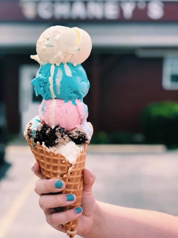 Four scoops of ice cream at Chaney's Dairy Barn & Restaurant in Bowling Green, Kentucky.