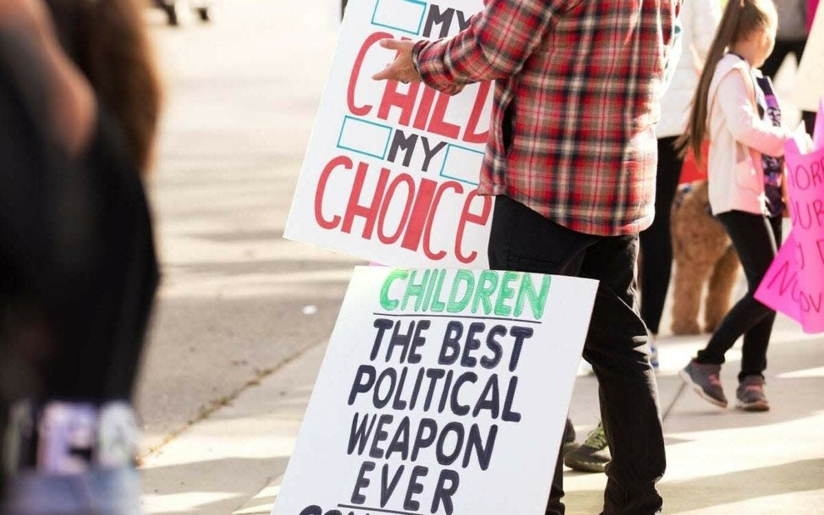 Clovis Unified parents and students protest mask and vaccine mandates in February 2022.