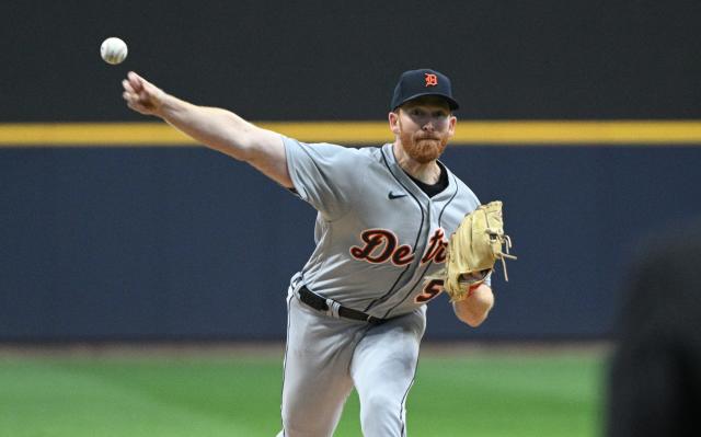 Detroit Tigers starting pitcher Spencer Turnbull (56) pitches in