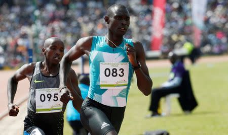 Athletics - Rio 2016 Olympic Games - Men's 800 meter trials - Eldoret, Kenya - 30/6/16 - David Rudisha (R) competes. REUTERS/Thomas Mukoya