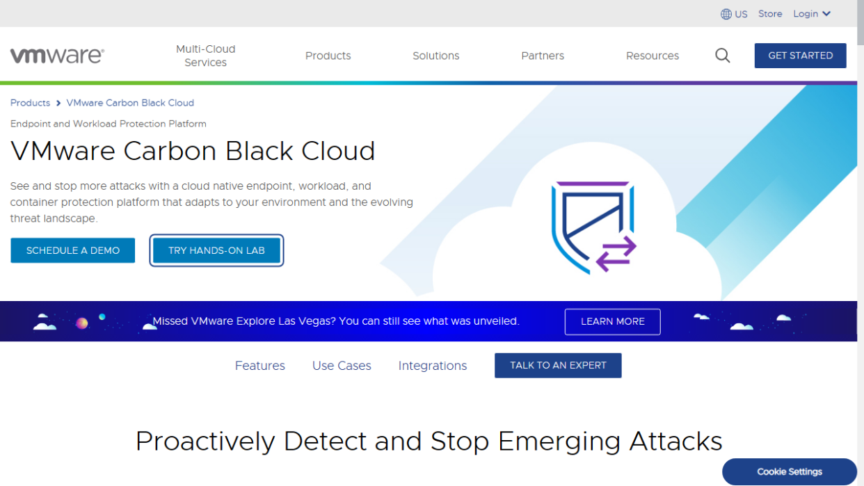  Website screenshot for VMware Carbon Black Cloud 