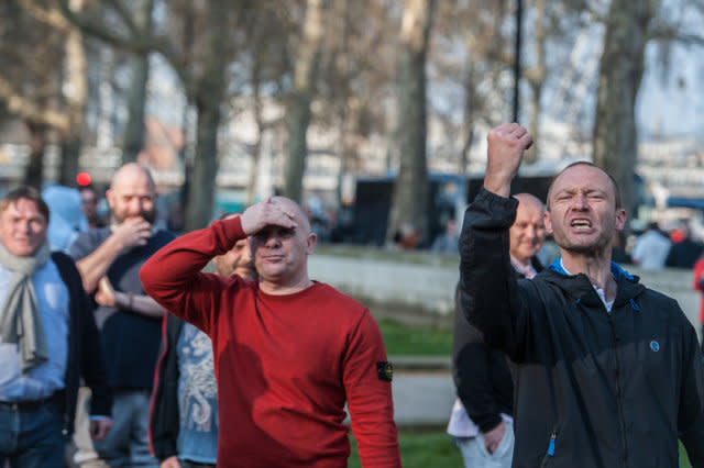 Pro-Brexit Supporters Rally On The Day The UK Should Have Left The EU