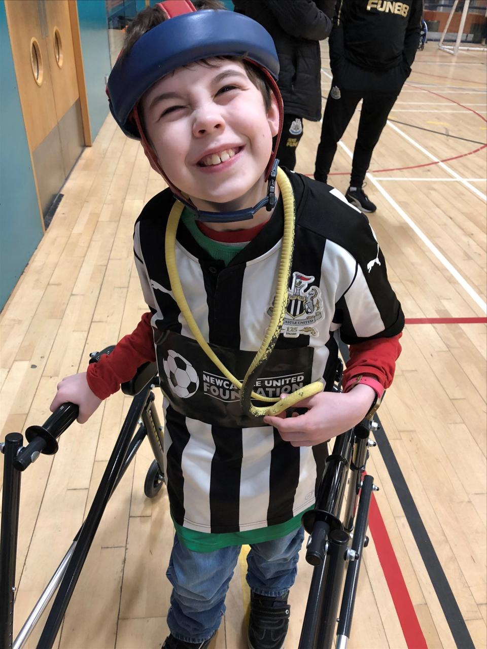 Oliver Voysey plays for Newcastle United’s children’s frame football team (Sarah Voysey/PA)