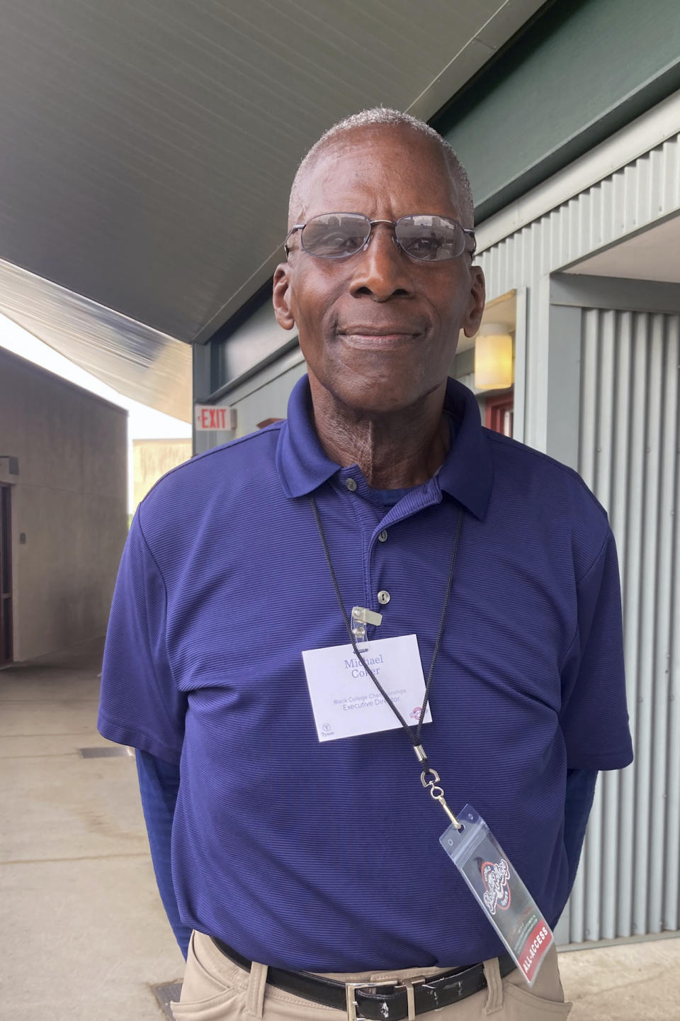 Michael Coker, executive director of the Black College World Series, poses May 11, 2023, in Montgomery, Ala. Coker, a former baseball player at Edward Waters College, started the Black College World Series in 2021. (AP Photo/John Zenor)