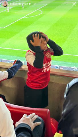 Kim Kardashian/Instagram Kim Kardashian Takes Soccer Fan Son Saint To English Soccer Game