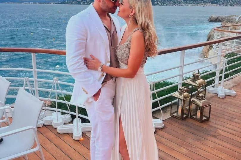 Guests including Adam and Caroline Thomas dressed in all-white for the pool party -Credit:Instagram/ @AdamThomas