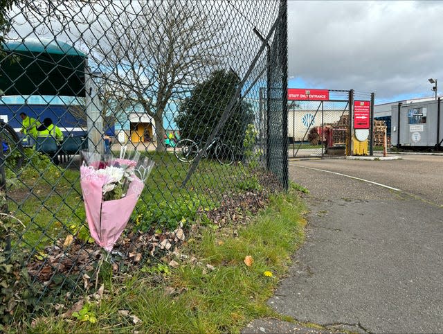 Flowers outside EGL Homecare in Shoeburyness, Essex where Gogglebox’s George Gilbey died after a fall