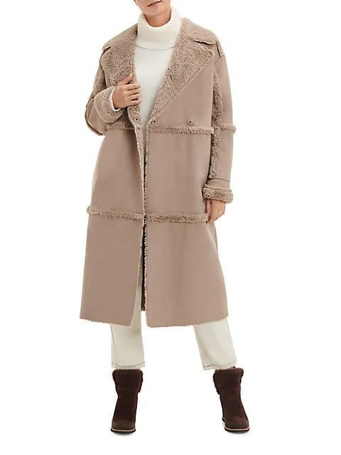 16) Takara Long Faux-Shearling Twinface Coat