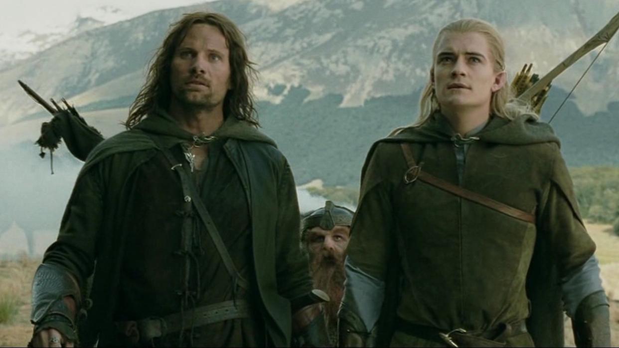 Viggo Mortensen and Orlando Bloom in Lord of the Rings (Credit: New Line)