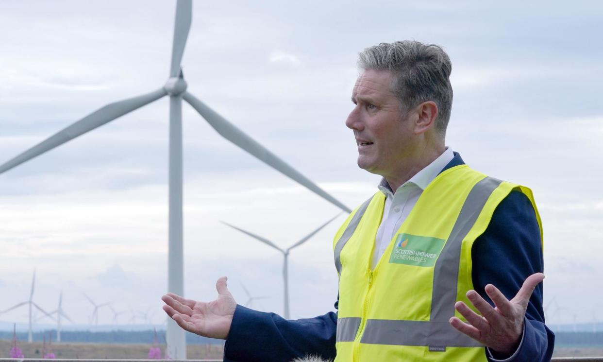 <span>Keir Starmer during a visit to Whitelee windfarm in Eaglesham, Scotland, in Augus 2021.</span><span>Photograph: Andrew Milligan/PA</span>