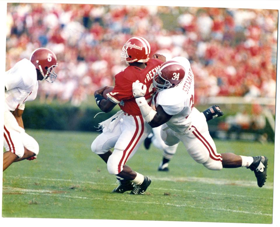 Robert Stewart on the field for Alabama football.