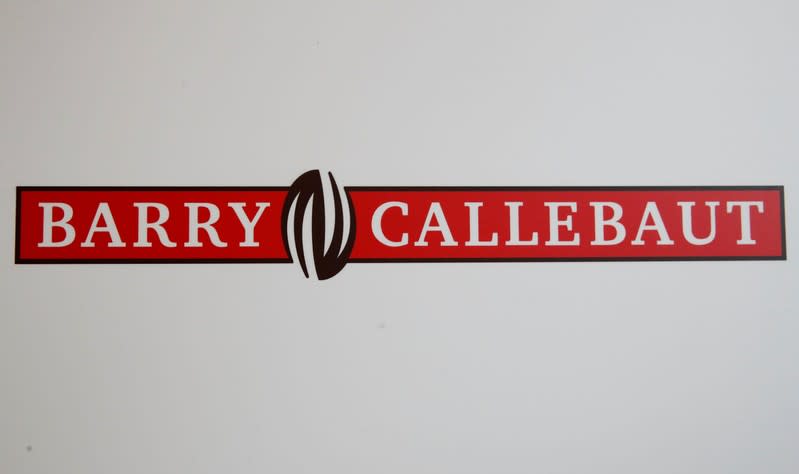 FILE PHOTO: Logo of chocolate and cocoa product maker Barry Callebaut is pictured during the company's annual news conference in Zurich