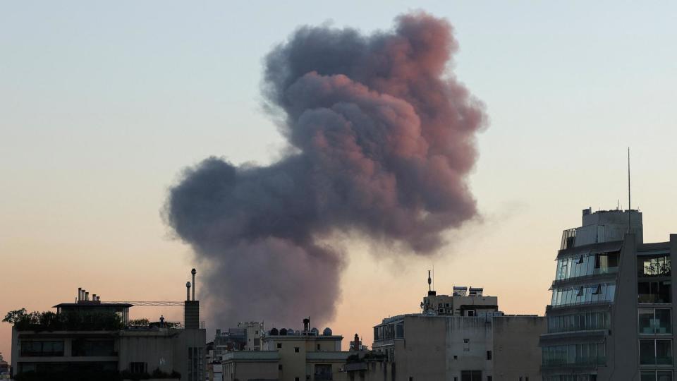 PHOTO: Smoke rises above Beirut's southern suburbs during an Israeli strike on Sept. 27, 2024. (Emilie Madi/Reuters)