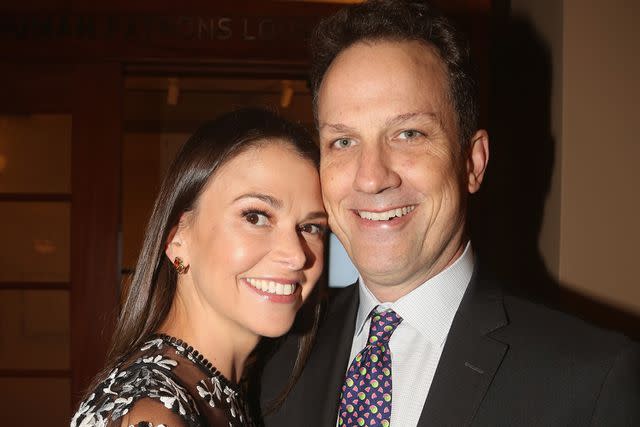 <p>Bruce Glikas/FilmMagic</p> Sutton Foster and Ted Griffin at the 75th Anniversary Gala celebration performance of "A Chorus Line"