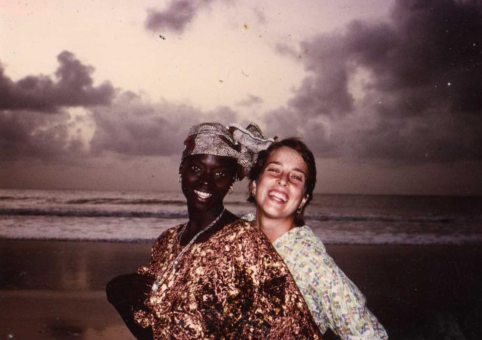 Then-Peace Corps volunteer Jamie Rhein, right, while she was a community health volunteer in The Gambia, a West Africa country. She is seen here with her best friend while she was in The Gambia, Fatou Sani. Rhein was a Peace Corps volunteer from 1980 to 1982