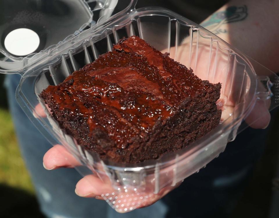 Tennessee whiskey caramel brownies are sold at Black Sheep Baking Company at the Countryside Farmers Market in Peninsula. (Photo: Karen Schiely, Akron Beacon Journal)