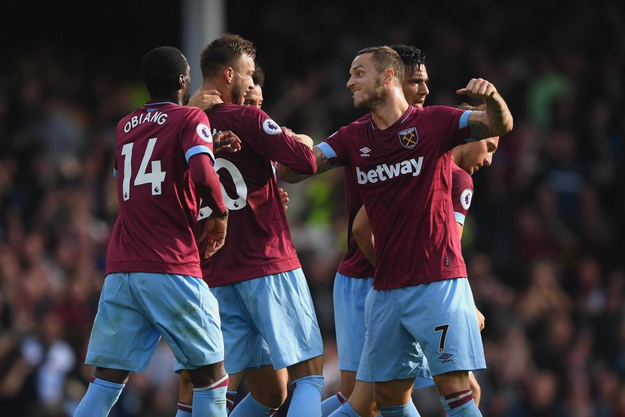 Big win | West Ham ended a run of four Premier League defeats on the bounce with victory at Goodison Park: Stu Forster/Getty Images