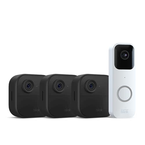 Blink Video Doorbell + 3 Outdoor 4 smart security cameras (4th Gen) with Sync Module 2 | Two-ye…