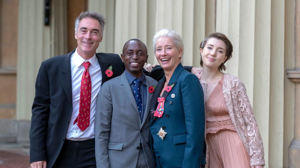 Greg and Emma with son Tindy and daughter Gaia as Emma receives her Damehood in 2018