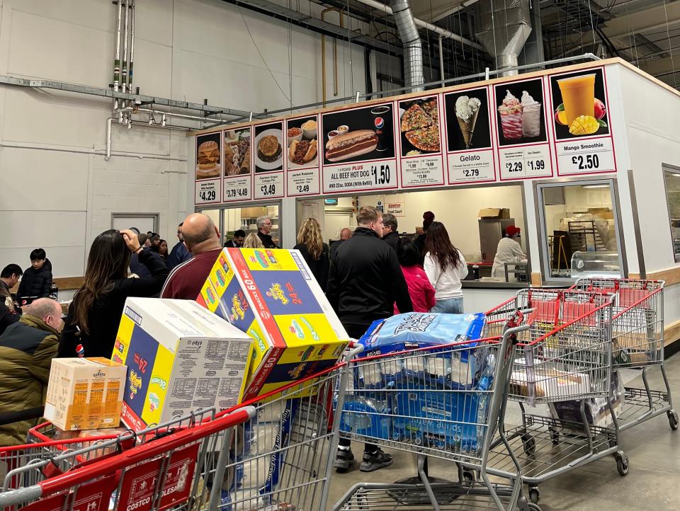 Line of customers at UK Costco