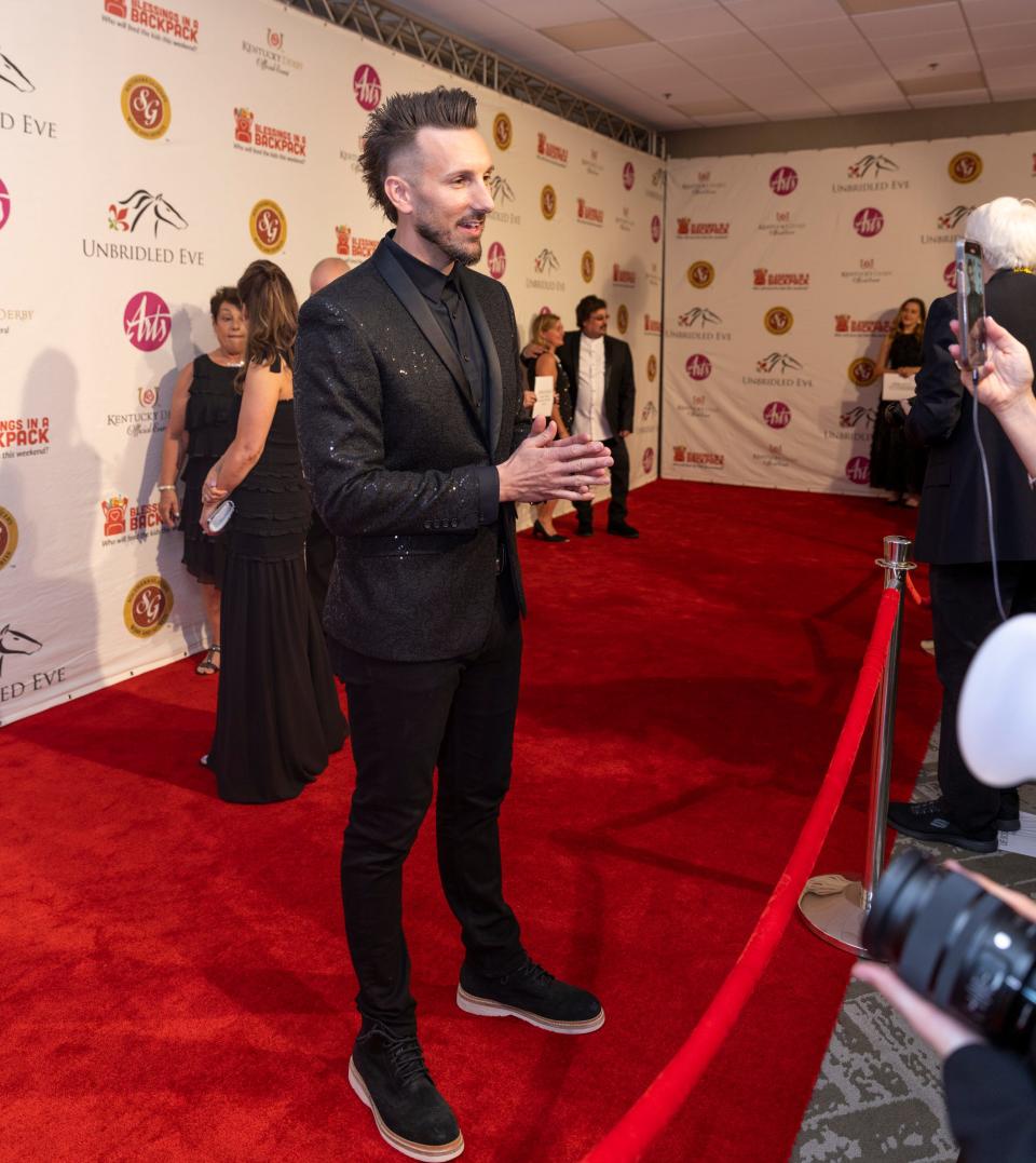 J.D. Shelburne speaks with media at the Unbridled Eve Gala on May 6, 2022 in Louisville, Kentucky.