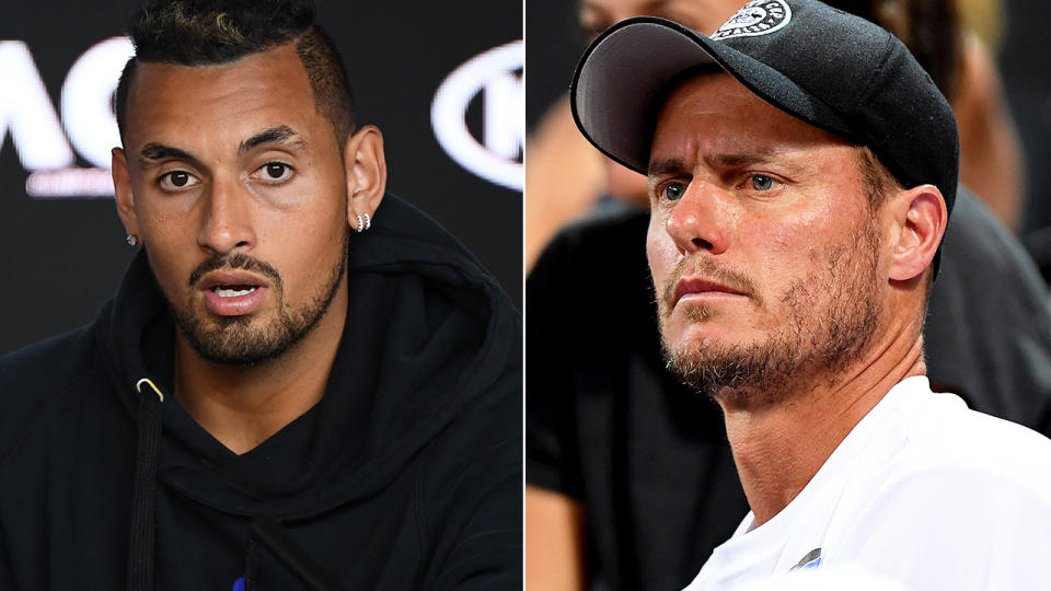 Nick Kyrgios and Lleyton Hewitt. Image: Getty