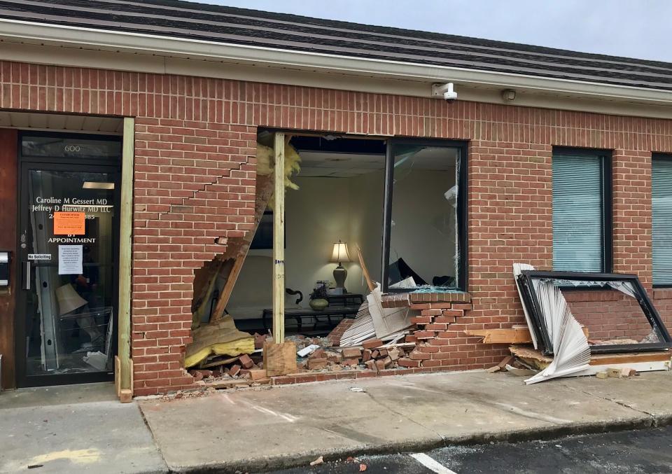 A physicians' office off Mill Street was condemned Wednesday after an SUV crashed into the office. The suite cannot be occupied until repairs are made, a Hagerstown official said.