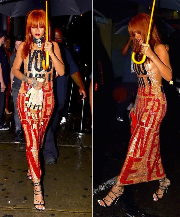Riri steps out in NY in a Discount Universe dress. Photo: Discount Universe.
