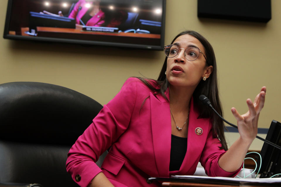 Rep. Alexandria Ocasio-Cortez speaks during a hearing on Capitol Hill. (Photo: Alex Wong/Getty Images)