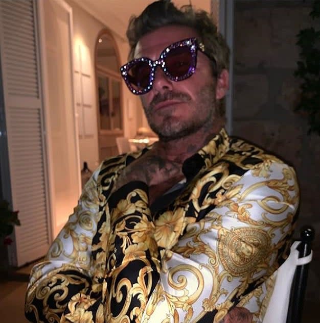 David tries out a Sir Elton-inspired new look (Instagram/Victoria Beckham)