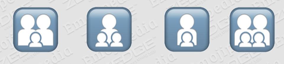 The family emojis are a bit devoid of color. Emojipedia