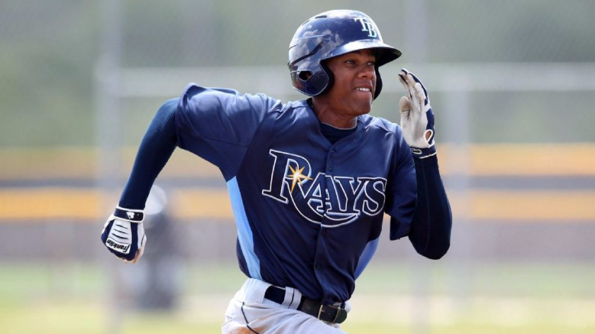 Brandon Martin runs the bases during an extended spring training game with the Tampa Bay Rays organization.