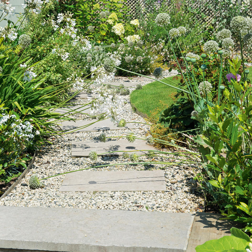 Set slabs in gravel for an inexpensive, modern look