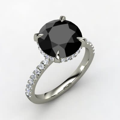 Round Black Diamond 14K White Gold Engagement Ring from Gemvara, $4,488