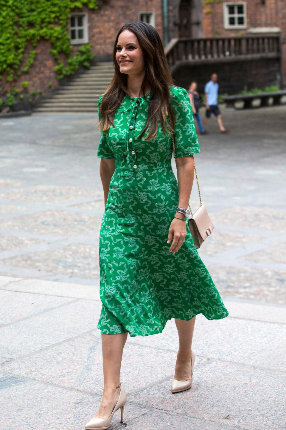 Princess Sofia of Sweden wearing a green dress