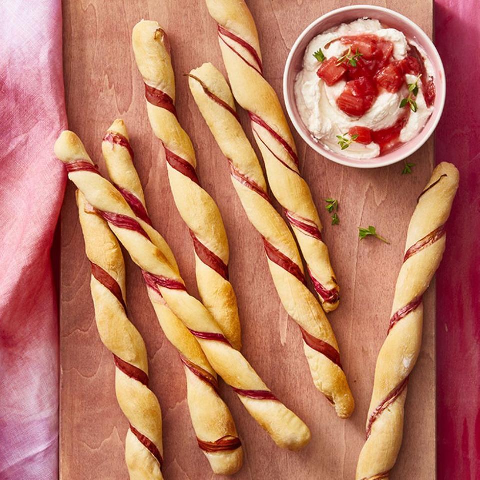 Rhubarb Twists with Rhubarb Compote